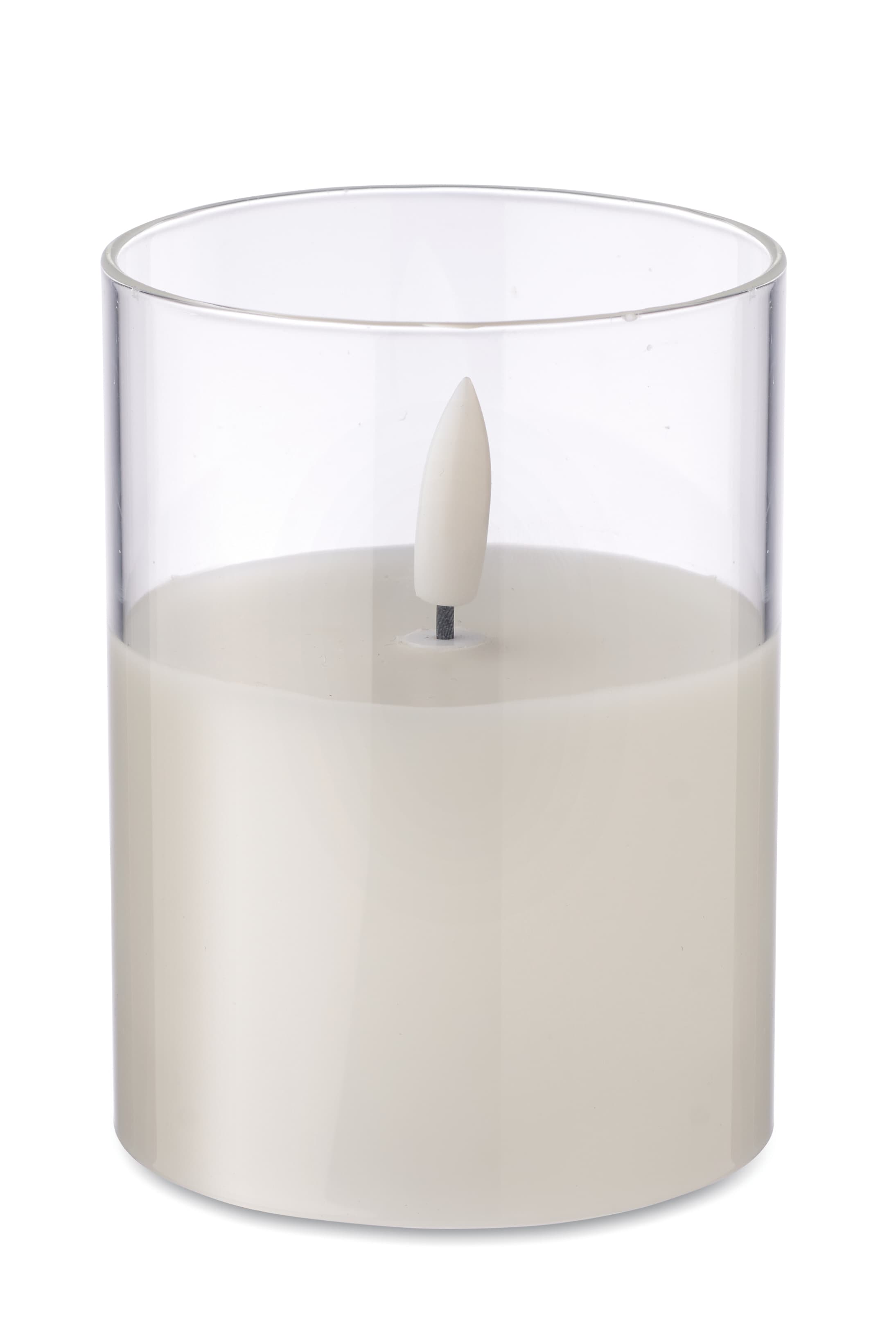 Led Wax Candle In Glass Holder