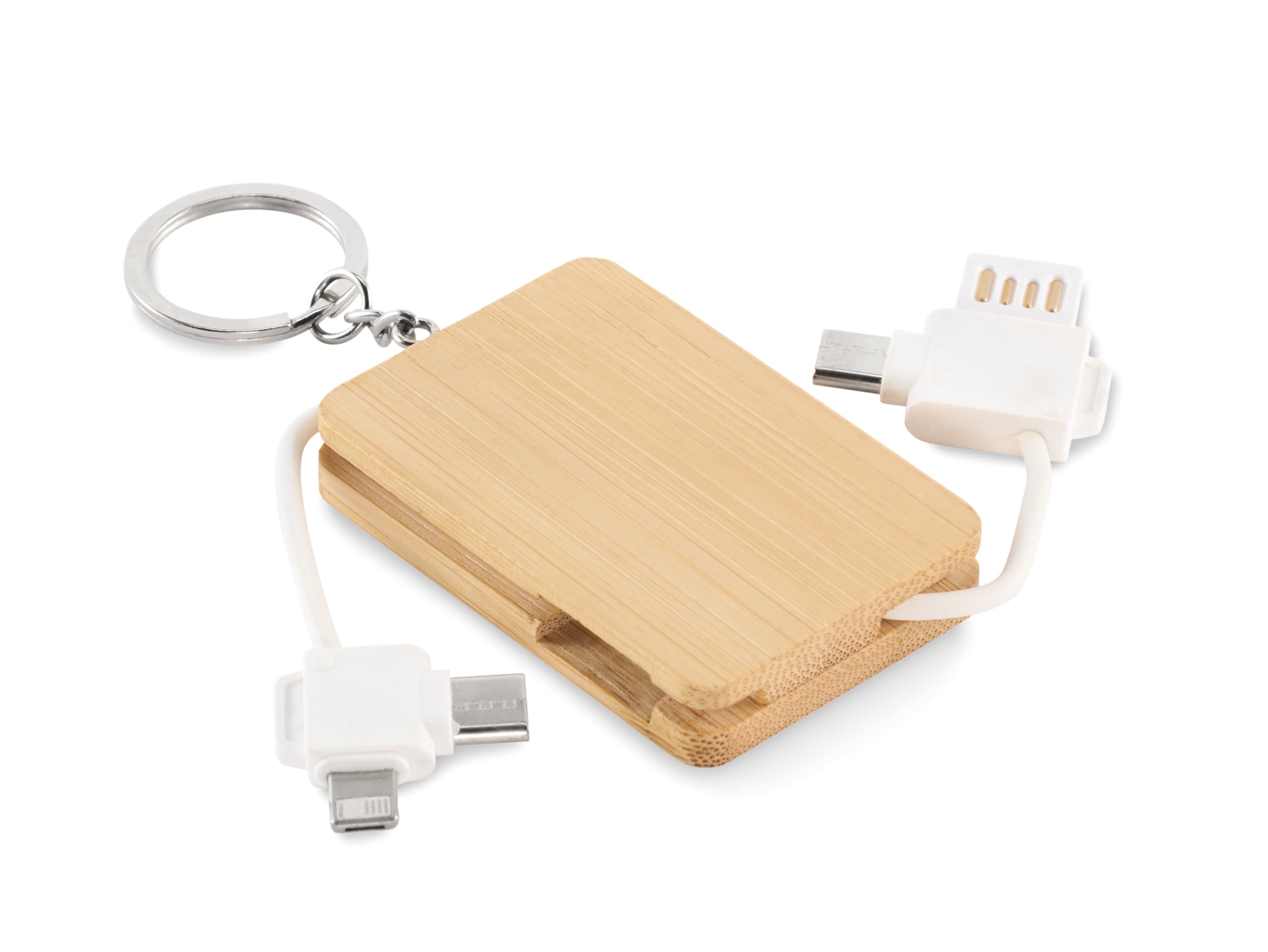 Bamboo Key Ring Charging Cable