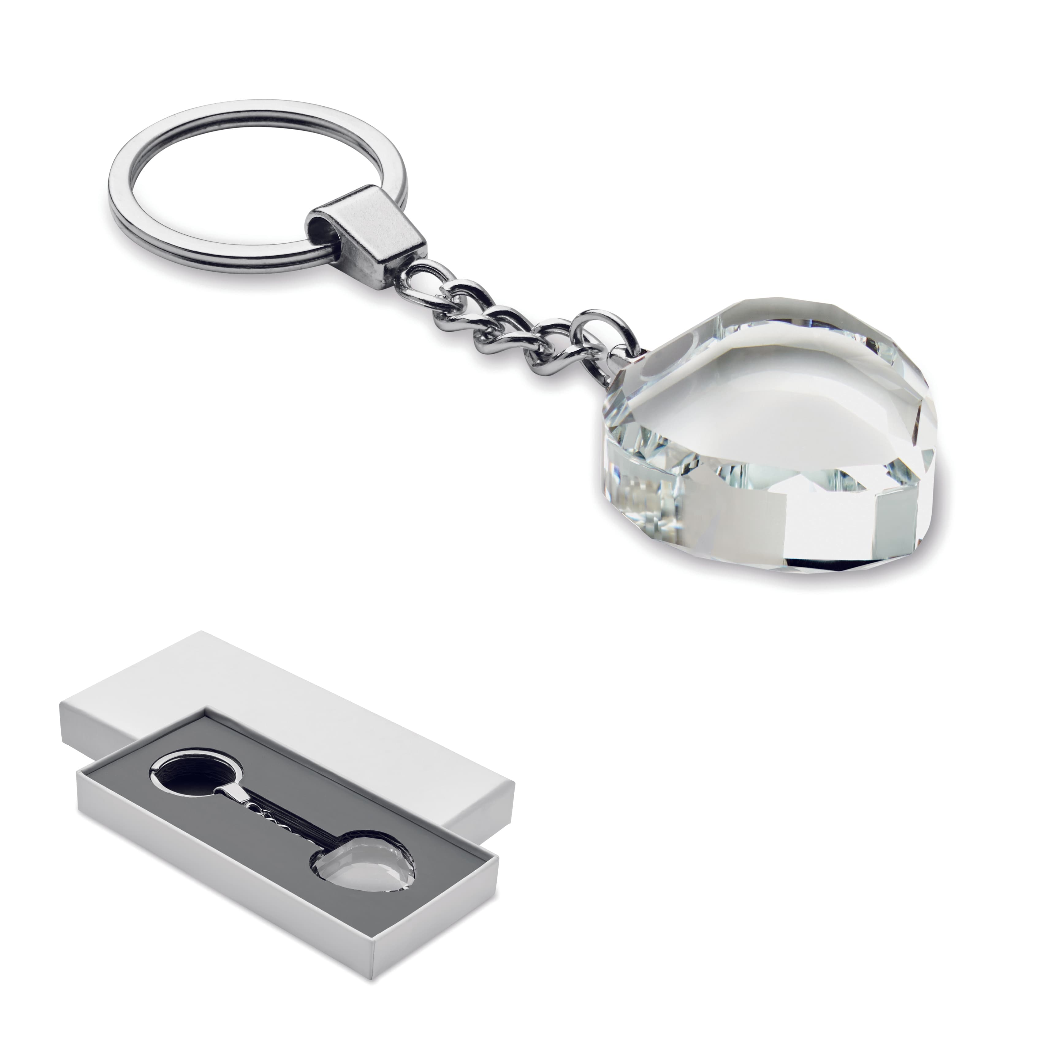 Glass Heart Award Key Ring