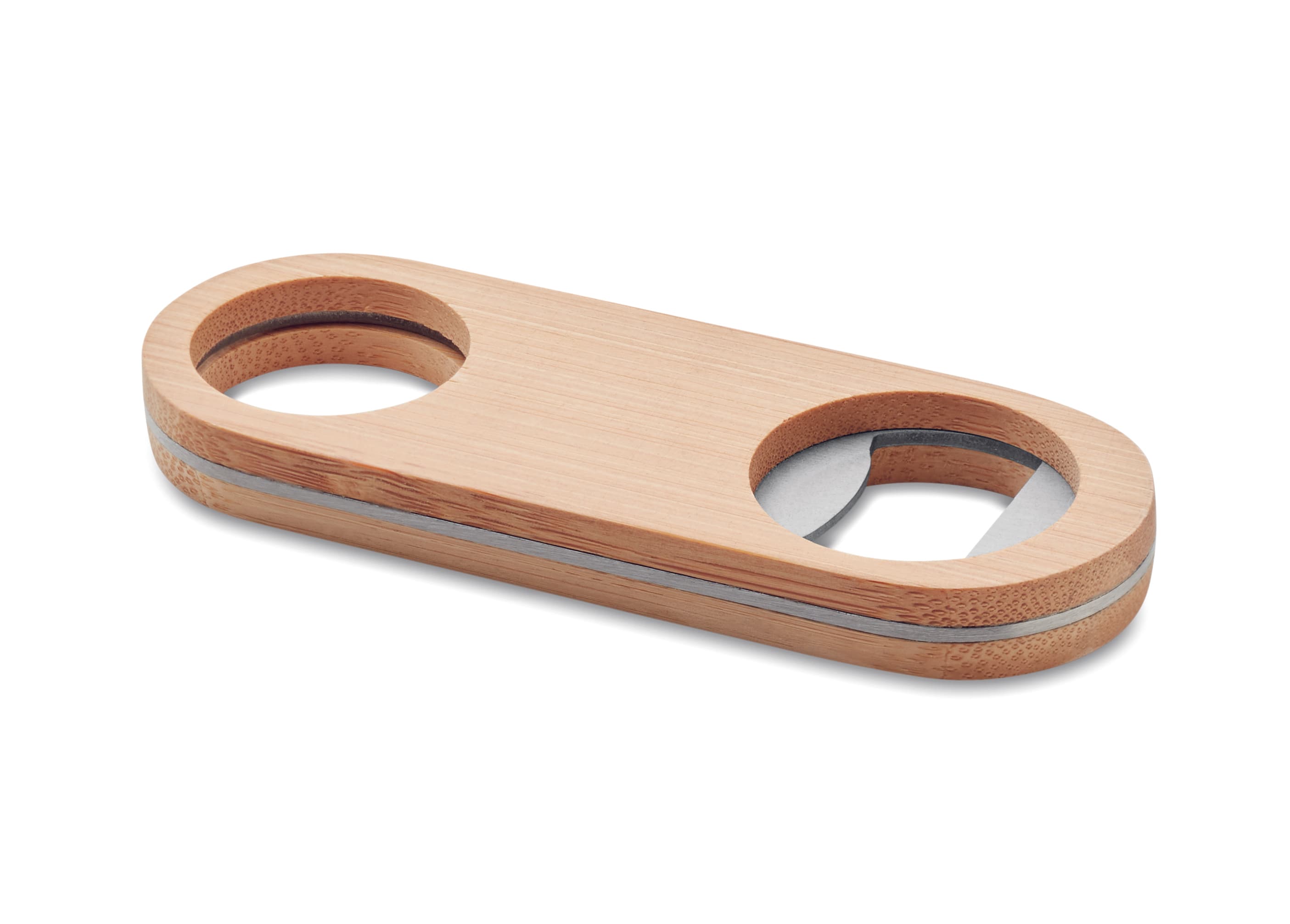 Stainless Steel Oval Bamboo Water Bottle Opener