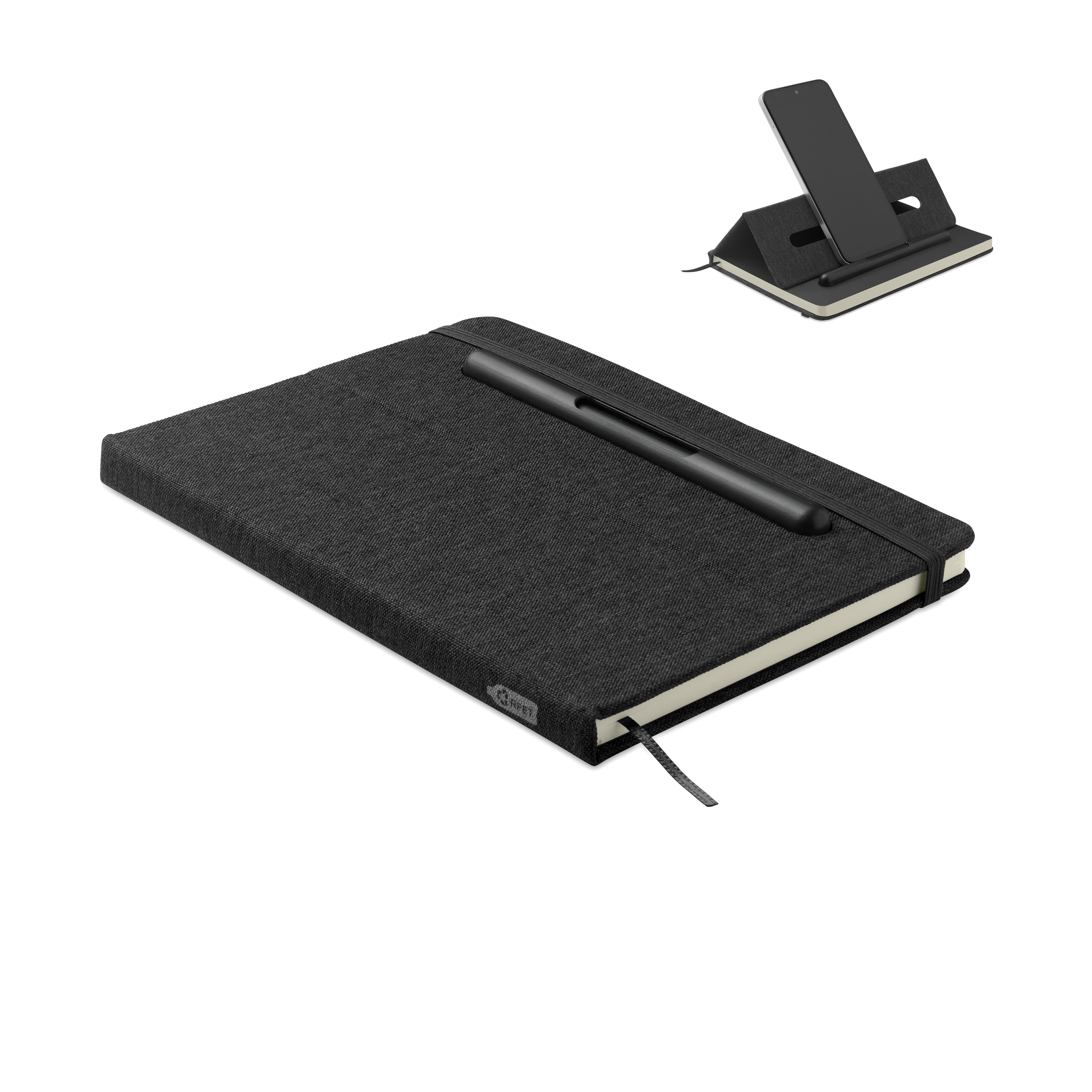 Promotional Recycled RPET A5 Notebook With Phone Holder