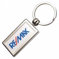 Rectangular Zinc Alloy Domed Keyrings